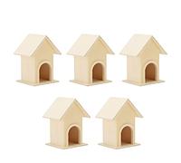 Akozon 5 Pièces Nichoir en Bois Unique Bricolage Mangeoire à Oiseaux Cage Artisanat Ornement Jardin Patio Décoration, Accessoire Multifonctionnel pour Un Usage Domestique