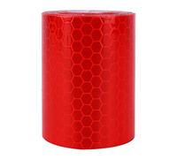 Akozon 5cm*3M Ruban Réfléchissant, Autocollant Ruban Réfléchissant Vinyle Auto-adhésif Bande d'Avertissement Rouge