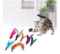 Akozon 7 Pièces Chat de Compagnie Teaser Dangler Ornements Tige Bâton Plume Remplacement Tête Chats Fournitures Accessoire Multifonctionnel pour Un Usage Domestique