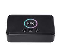 Akozon Adaptateur Audio Récepteur 5.0 NFC avec Puce Intégrée, Contrôle de 15 M de Longue Durée, Lumière Ambiante Colorée, Voiture, Stéréo à la Maison, Lecture USB, Support, AUX, (Black)