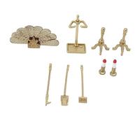 Akozon Akozon Dollhouse Fireplace Accessory Set - Meubles Miniatures Décoratifs pour 1/12 Dollhouse Decoration - Comprend des étagères, des Outils de Nettoyage, des Bougeoirs et des Bougies Simulées