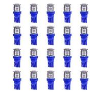 Akozon Ampoules LED pour voiture 20 pcs 12V T10 5050 5 SMD LED Ampoules de coin de voiture Lampe super brillante pour W5W 1471521581591661168184192193255280285(Bleu)