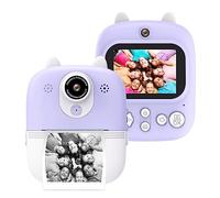 Akozon Appareil Photo Portable Multifonctionnel à Instantanée pour Enfants, écran IPS de 2,4 Pouces, Double Objectif, Mémoire de 32 Go, Violet (Purple)