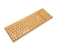 Akozon Appareils sans Fil pour Ordinateur, Contrôle du Bois de Bambou Plug and Play pour Connexion de Bureau 2,4 GHz (Clavier)