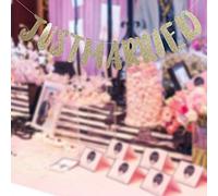 Akozon Banderole JUST MARRIED pour les Célébrations de Mariage et de Fête Prénuptiale - Décoration élégante en Forme de Lettre Dorée pour Votre Journée Spéciale (je viens de me marier, de l'or)