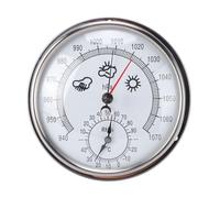 Akozon Baromètre Rond de 5,2 Pouces, Thermomètre et Hygromètre, Station de Prévision Météo 3 en 1, Aucune Pile Nécessaire en Acier Inoxydable pour Jardin, Terrasse, Garage, Bureau