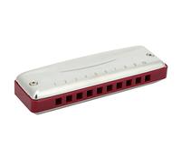 Akozon Blues Harmonica - Orgue Buccal Professionnel à 10 Trous avec Couvercle en Acier Inoxydable, Corps en Abs, Portable pour Débutants et Adultes (rouge)