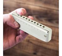 Akozon Blues Harmonica - Orgue Buccal Professionnel à 10 Trous avec Couvercle en Acier Inoxydable, Corps en Abs, Portable pour Débutants et Adultes (WHITE)