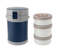 Akozon Bocal Alimentaire Isotherme 2 L, 3 Niveaux, Passe au ondes, Boîte à Déjeuner Sous Vide en Acier Inoxydable 304 avec Bandoulière - Idéal pour l'école, le Bureau et les