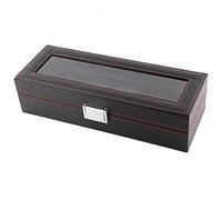 Akozon Boîte de Montre en Fiber de Carbone à 6 Fentes, étui de Voyage pour Présentoir de Bijoux, Organisateur de Stockage