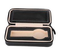 Akozon Boîte de Rangement de Montre de Voyage Portable à 2 Grilles, étui de Rangement en Cuir PU à Fermeture éclair en