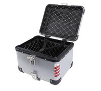 Akozon Boîte Supérieure de Moto 45L, Serrure de sécurité en Alliage D'aluminium, Ajustement Universel, Coffre Résistant à l'eau, Fixation Rétractable et Mécanisme d'attache de sécurité