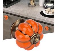 Akozon Boutons de Citrouille en Céramique, Poignée de Style Européen, pour Chambre, Armoire, Tiroir, Meubles, Boutons de Citrouille en Céramique (ORANGE)