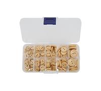 Akozon Boutons de Couture en Bois Design Boutons Ronds en Bois avec 2 Trous - 100 Pièces Artisanat et Décoration (Couleur du bois)