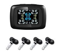 Akozon C-100 TPMS Système de Surveillance Voiture Moniteur de Pression de Pneu Sans fil Allume-cigarette Énergie Solaire Systeme d'alarme Affichage LCD avec 4 Capteurs INternes