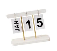 Akozon Calendrier de Bureau à Rabat sur Pied - Calendrier Quotidien à Rabat Moderne et Réutilisable pour le Bureau et la Maison - Accessoire de en Bois élégant (WHITE)