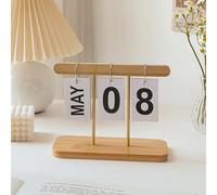 Akozon Calendrier de Bureau à Rabat sur Pied - Calendrier Quotidien à Rabat Moderne et Réutilisable pour le Bureau et la Maison - Accessoire de en Bois élégant (Couleur du bois)