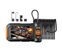 Akozon Caméra d'endoscope avec Lumière, Cote de Case HD 1080p avec un Support de Lumières LED Réglables de 5 '', Caméra d'inspection à Double Objectif avec Cordon Rigide de 16,4 Pieds, Orange