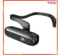 Akozon caméra montée sur la tête Caméra frontale 5K Caméra vidéo WiFi portable Caméscope Webcam 30MP photo accessoires Noir