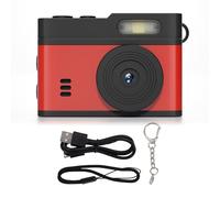 Akozon Caméra Porte-clés, écran HD 0.96 Pouces, 1080P, 12mp, Compacte, Vintage, avec Lumière de Remplissage LED, pour Voyage sur Campus (Noir Rouge)