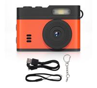 Akozon Caméra Porte-clés, écran HD 0.96 Pouces, 1080P, 12mp, Compacte, Vintage, avec Lumière de Remplissage LED, pour Voyage sur Campus (Orange Noir)