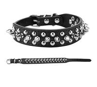 Akozon Collier Réglable en Cuir PU pour Animaux de Compagnie avec Boucle à Pointes Cloutées pour Chats et Chiens - Sangle à Rivets en Noir, Rouge, Rose et Marron - Tailles XS, S, M, L Disponibles