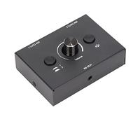 Akozon Commutateur 3,5 Mm, 2 Entrées 1 Sortie ou 1 Entrée 2 Sorties, Boîtier Répartiteur avec Un Bouton de Sourdine, Commutation Bidirectionnelle, Plug and Play, Conception en Alliage d'aluminium