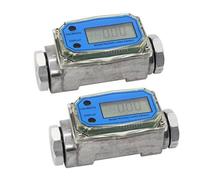 Akozon Compteur de Carburant Numérique 2 Pièces 1 Pouce 2.6-26GPM Débitmètre NPT en Ligne avec Adaptateur Eau Derv