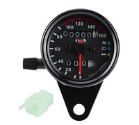 Akozon Compteur Kilométrique de Moto Universel DC 12V, Compteur de Vitesse avec Indicateurs LED-argent, Vitesse Maximale de 160 KMH (BLACK)