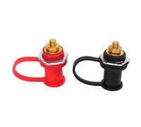 Akozon Connecteur de Borne de Batterie à Panneau Traversant, 1 Paire, 250A, Rouge, Noir, Goujon de 3/8 Pouces, Liaison de Batterie, pour Voiture, Marine, RV