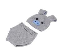 Akozon Costumes de Photographie de bébé Animal Mignon - Prophes de Fil en Laine pour Nourrissons 0-3 Mois | Adorables Vêtements de Conception Animale au Crochet pour Séances Photo (GRAY)