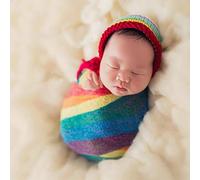 Akozon Couverture de la Photographie Nouveau-née - Elastic Striped Wrap Smailddle pour les Nourrissons - Prop Propose de bébé Doux, Respirant et Polyvalent (1)