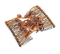 Akozon Dames Fête Coiffure Double Diapositive Extensible Fleur Perle Pince Peigne Noir (Café)