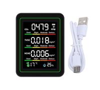 Akozon Détecteur de qualité de L'air Testeur Multifonctionnel 5 en 1 Intérieur Noir