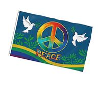 Akozon Drapeau de la Paix Mondiale - 90x150 Cm Grand Drapeau de Paix en Polyester pour la Maison, le Jardin, l'aire de Jeux et le Décor en Plein Air