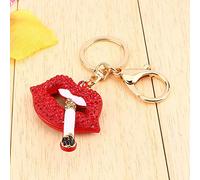 Akozon Elects Red Lips Keletingchain - Elegant Crystal Keyring Pendentif for Women & Girls - Accessoire Accrocheur pour Les Sacs à Main et Les Clés de Voiture