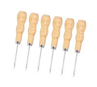 Akozon Ensemble AWL de Couture en Cuir 10pcs avec Poignées en Bois Kit à Outils à Main de 125 Mm pour Réparation et Artisanat en Cuir Bricolage