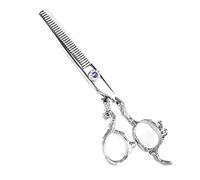 Akozon Ensemble de Ciseaux de Coupe et d'amincissement Professionnels - Cisaillement de Coiffure de Coiffeur pour la Maison et le Salon Utilisation # 03 (Ciseaux de dents en argent)