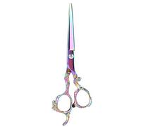 Akozon Ensemble de Ciseaux de Coupe et d'amincissement Professionnels - Cisaillement de Coiffure de Coiffeur pour la Maison et le Salon Utilisation # 03 (Coupes plates colorées)
