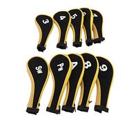 Akozon Ensemble de Couvertures de Tête de Fer de Golf de 10 PCS avec Huitiers de Golf de de Protection à Fermeture éclair pour Une Identification Facile et Une durabilité Maximale (Yellow)