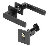 Akozon Ensemble de Poignées de Porte à Cylindre de Serrure Noire Réglable, avec Serrure à clé, Levier Ergonomique pour Portes en Bois et de sécurité