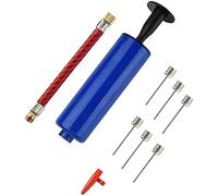 Akozon Ensemble de Pompe de Gonflage avec 7 Tuyaux Adaptateurs de Valve en Acier Inoxydable, 10 Pièces, pour équipement de Sport, Football, Basket-Ball, Volley-Ball (Blue)
