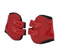 Akozon Ensemble de Protège-tendons en PU pour Chevaux, Bottes à Usage Doux et Sûr, Enveloppes de Jambes, Entraînement et Compétition équestres (Pattes postérieures Rouges L)