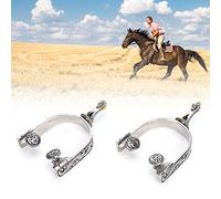 Akozon Éperons de Cowboy Décoration Compétition équestre-2 Pièces éperons de Botte en Acier Inoxydable avec Contrôle amélioré de l'équipement et