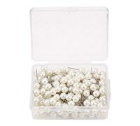 Akozon épingles à codre, 200pcs Carte punaises marquage punaises Balle Ronde en Plastique Punaise Punaise Punaise punaises décoratif Outil de Bricolage(Blanc)