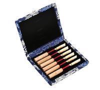 Akozon Étui à Anches en Bois pour 6 Anches de Hautbois - Housse en Tissu de Soie Exquise, Accessoire de Hautbois Compact et Léger avec Un Design Respirant - Bleu (Blue)