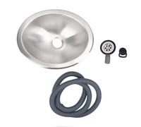 Akozon Évier de Cuisine Rond en Acier Inoxydable pour Camping-car, Petit évier à Cuve Unique avec égouttoir et Tuyau de 1,5 M, Compact pour Voitures, Bateaux, Yachts, 13,23 X 10,63 X