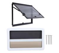 Akozon Fenêtre de Sortie D'urgence RV 700x400 Mm avec écran Net, Parole de Soleil et Tige de Support en Aluminium, Verre trempé Seule Couche pour le Remplacement