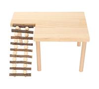 Akozon Hamster Plateforme d'escalade - Ensemble d'activité en Bois Naturel de 2 Couches avec échelle Réglable pour Hamsters et Petits Animaux de Compagnie