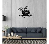 Akozon Horloge Murale de Forme en Tasse en Acrylique Moderne - Mute Time Time Déco Sticker Mural avec Chiffres Creux - Installation Facile et Parfaite pour n'importe Quelle Pièce (Black)